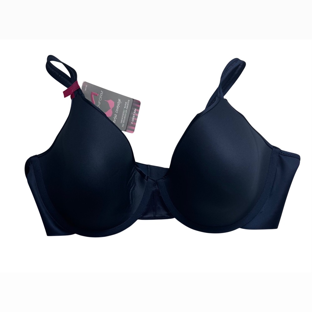 Maidenform Extra Coverage T-Shirt Bra Navy Blue SmoothTec Band 40D‎ NEW